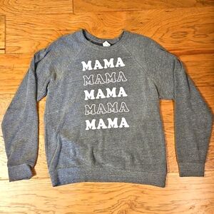 Bella + Canvas Mama Sweatshirt Gray Large Women Cozy Soft Mom Mother Crew Neck